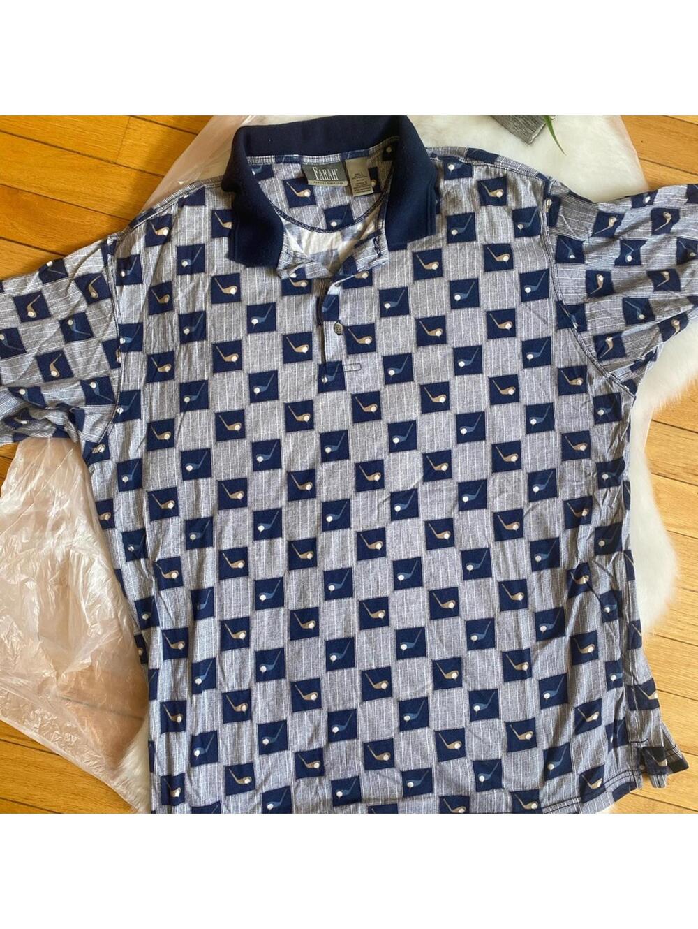 FARAH Men’s Large Polo Shirt with Golf Print Size Large